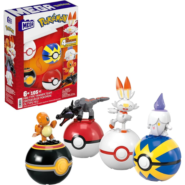 Mega Construx Pokemon Fire-type Trainer Team HTJ06 105pcs