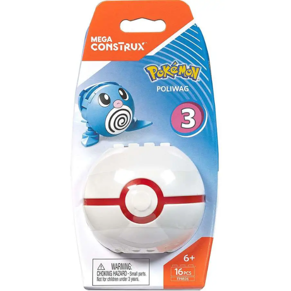 Mega Construx Pokemon Series 3 Poliwag FPM06 16pcs