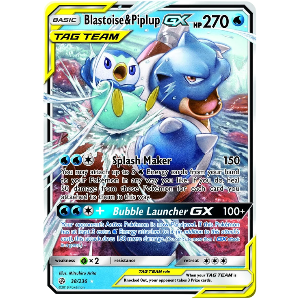 Sun & Moon Cosmic Eclipse 38/236 - Blastoise & Piplup [Ultra Rare]