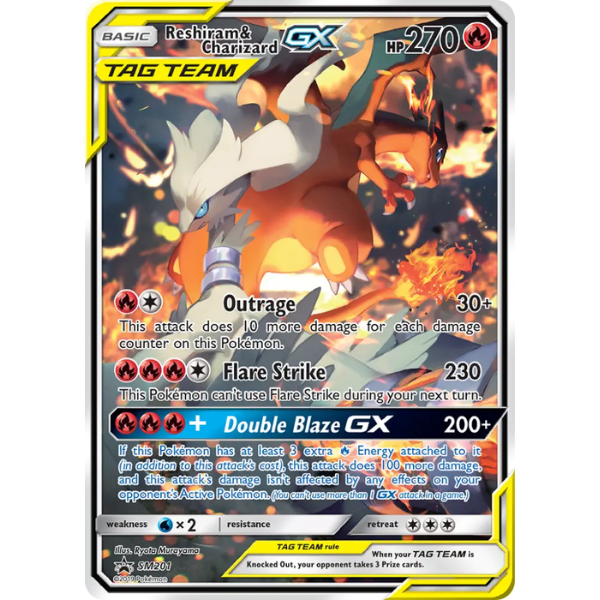 Sun & Moon SM201 - Reshiram & Charizard GX [Black Star Promo]