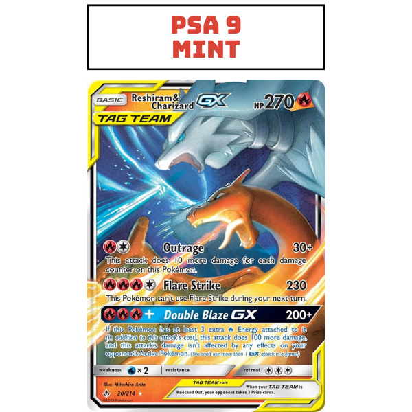 PSA 9 Sun & Moon - Unbroken Bonds 20/214 - Reshiram & Charizard [Ultra Rare]