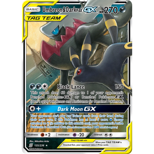 Sun & Moon - Unified Minds 125/236 - Umbreon & Darkrai GX [Ultra Rare]