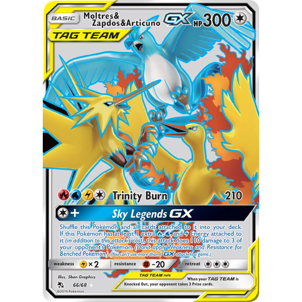 Sun & Moon - Hidden Fates 66/68 - Moltres & Zapdos & Articuno GX [Ultra Rare]
