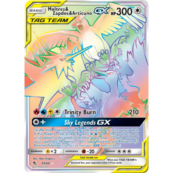 Sun & Moon - Hidden Fates 69/68 - Moltres & Zapdos & Articuno GX [Secret Rare]