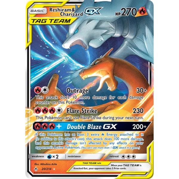 Sun & Moon - Unbroken Bonds 20/214 - Reshiram & Charizard GX [Ultra Rare]