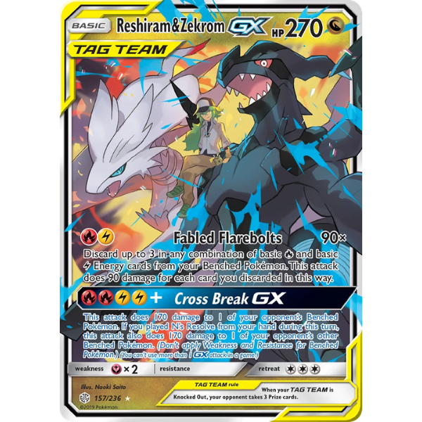 Sun & Moon - Cosmic Eclipse 157/236 - Reshiram & Zekrom GX [Ultra Rare]