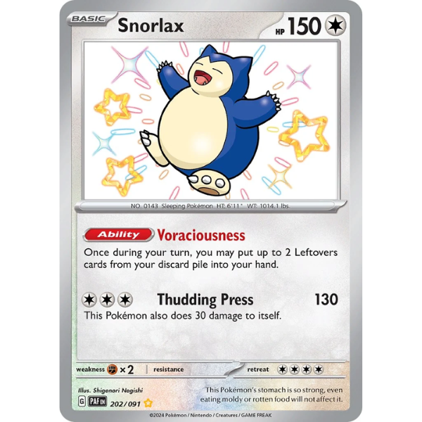 Scarlet & Violet - Paldean Fates 202/091 - Snorlax [Shiny Rare]
