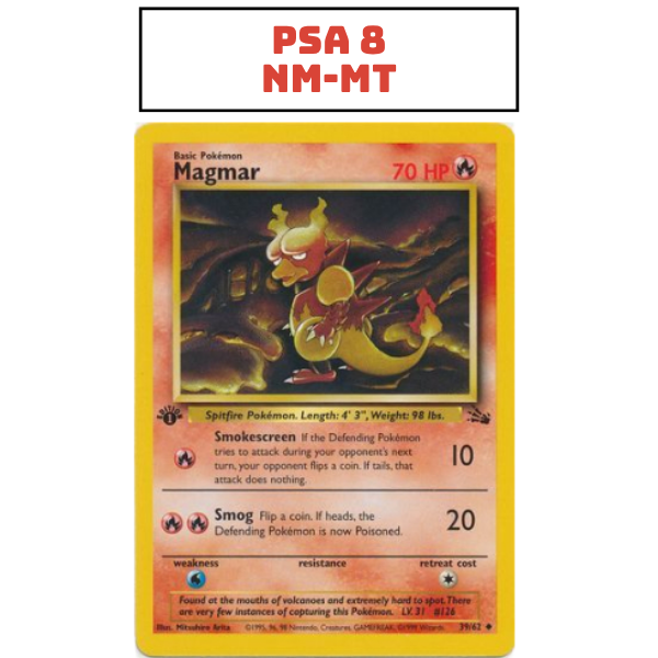 PSA 8 Fossil 39/62 - Magmar 1st Edition [Uncommon]